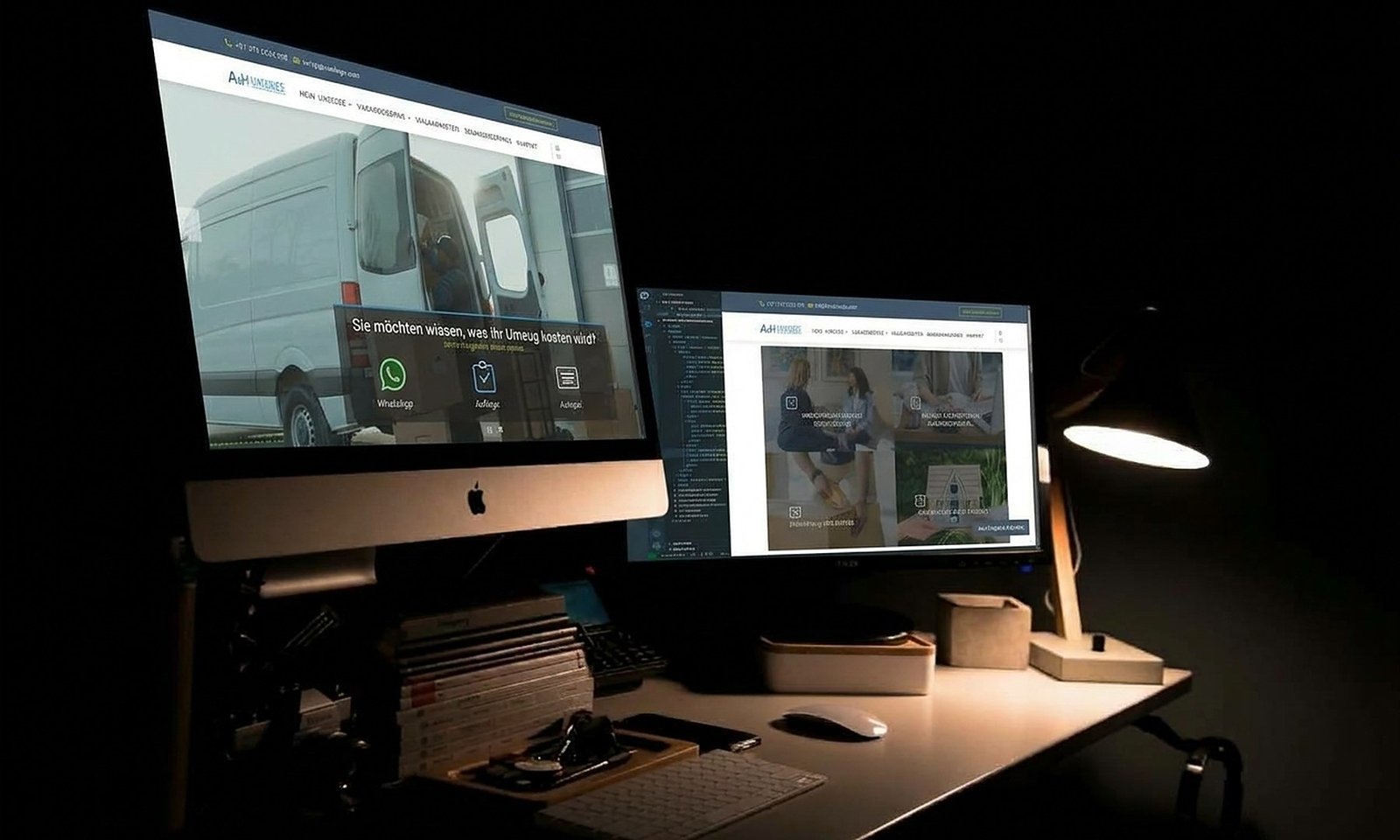 A&H Umzüge landing page on desktop monitors