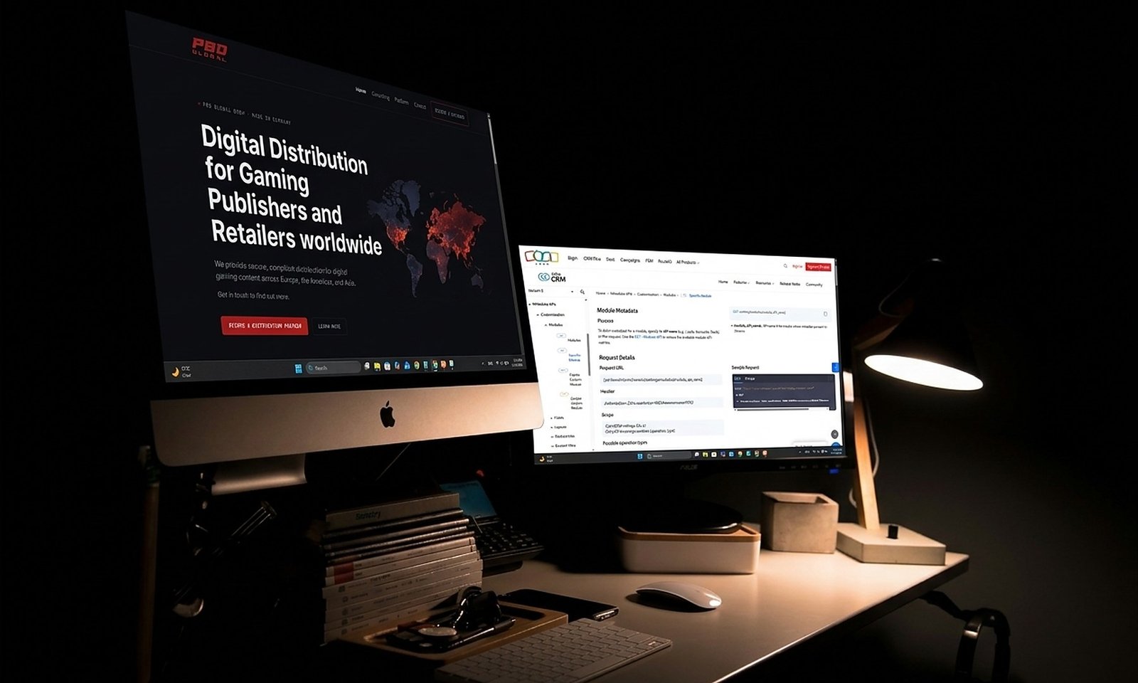 PBD Global GmbH order automation platform and Zoho CRM integration on desktop monitors